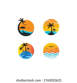 Palm tree summer logo template vector illustration