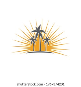 Plantilla de logotipo de verano de árbol de palma ilustración vectorial