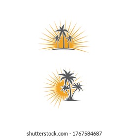 Palm-Baum-Sommerlogo-Vorlage, Vektorgrafik