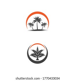 Plantilla de logotipo de verano de árbol de palma ilustración vectorial