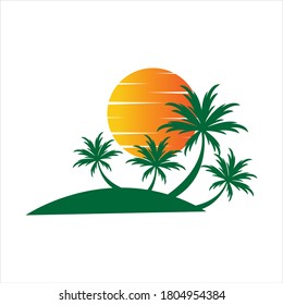 Palm tree summer logo template vector illustration