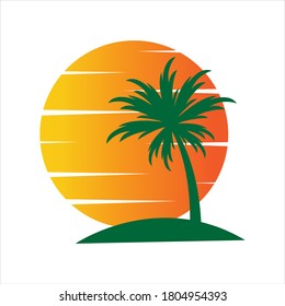 Palm tree summer logo template vector illustration