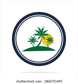 Palm tree summer logo template vector illustration