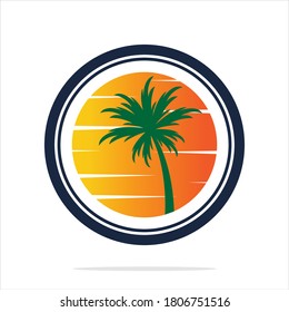 Palm tree summer logo template vector illustration