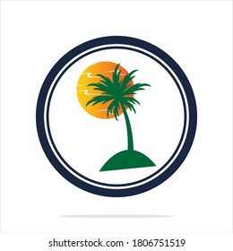 Palm tree summer logo template vector illustration