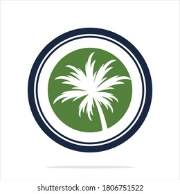Palm tree summer logo template vector illustration