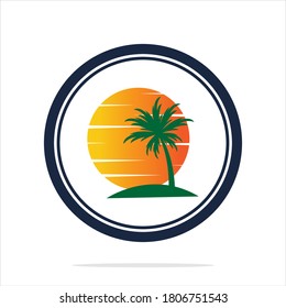 Palm tree summer logo template vector illustration