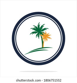 Palm tree summer logo template vector illustration