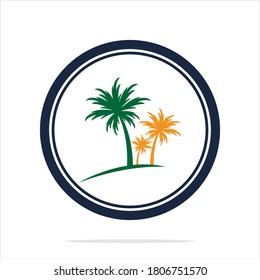 Palm tree summer logo template vector illustration