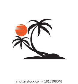 Palm tree summer logo template vector illustration