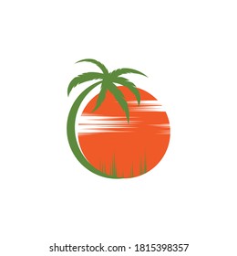 Palm tree summer logo template vector illustration