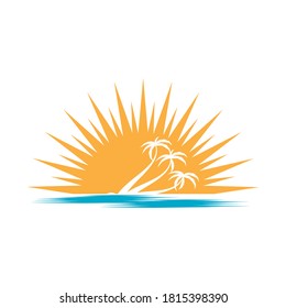 Palm tree summer logo template vector illustration