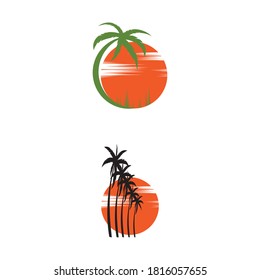 Palm tree summer logo template vector illustration