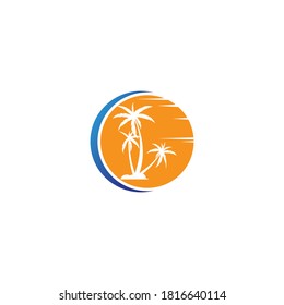 Palm tree summer logo template vector illustration