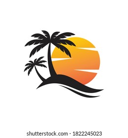 Palm tree summer logo template vector illustration