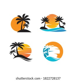 Palm tree summer logo template vector illustration