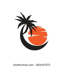 Palm tree summer logo template vector illustration