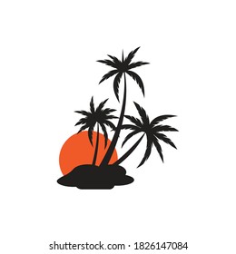 Palm tree summer logo template vector illustration