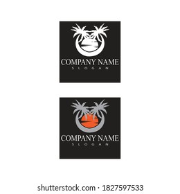 Palm tree summer logo template vector illustration