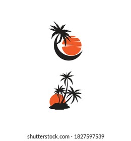 Palm tree summer logo template vector illustration