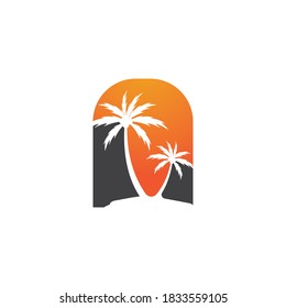 Palm tree summer logo template vector illustration