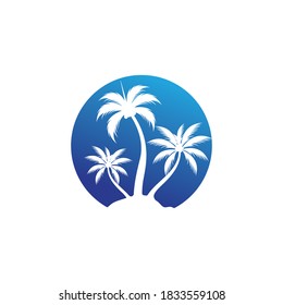 Plantilla de logotipo de verano de árbol de palma ilustración vectorial