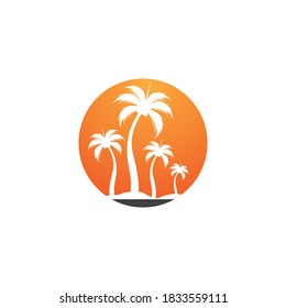 Palm tree summer logo template vector illustration