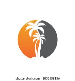 Plantilla de logotipo de verano de árbol de palma ilustración vectorial