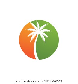 Palm tree summer logo template vector illustration