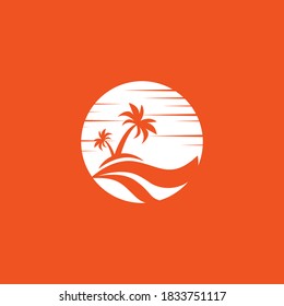 Palm tree summer logo template vector