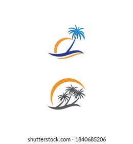 Palm tree summer logo template vector illustration