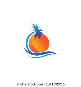 Palm tree summer logo template vector illustration