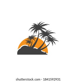 Palm tree summer logo template vector illustration