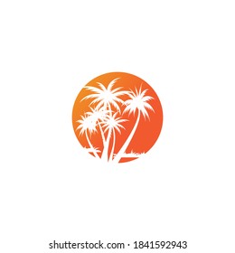 Palm tree summer logo template vector illustration