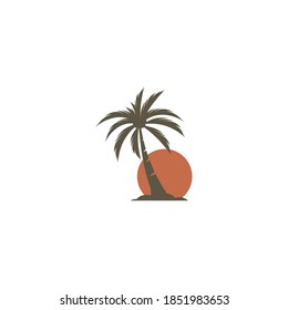 Plantilla de logotipo de verano de árbol de palma ilustración vectorial