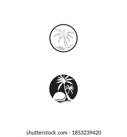 Plantilla de logotipo de verano de árbol de palma ilustración vectorial