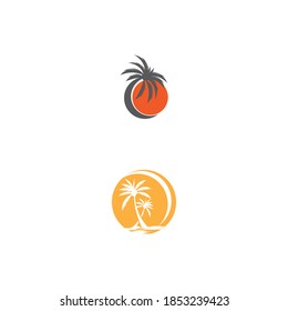 Palm tree summer logo template vector illustration