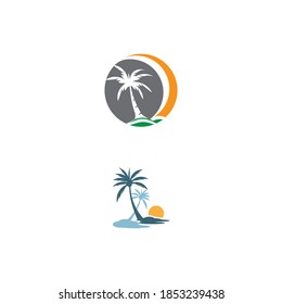 Palm tree summer logo template vector illustration
