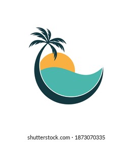 Palm-Baum-Sommerlogo-Vorlage, Vektorgrafik