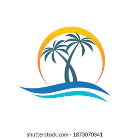 Palm tree summer logo template vector illustration