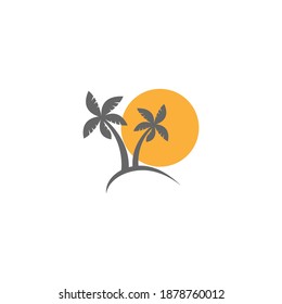 Plantilla de logotipo de verano de árbol de palma ilustración vectorial