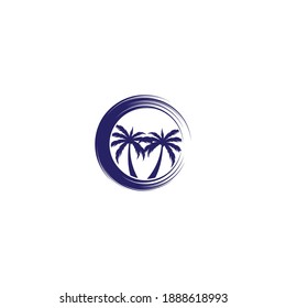 Palm tree summer logo template vector illustration