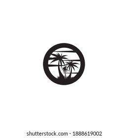 Plantilla de logotipo de verano de árbol de palma ilustración vectorial