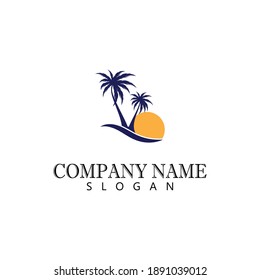 Palm tree summer logo template vector illustration