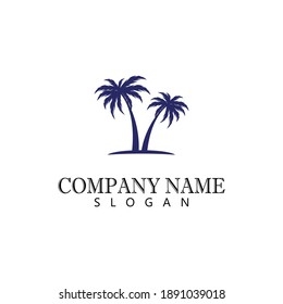 Palm tree summer logo template vector illustration