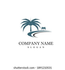 Plantilla de logotipo de verano de árbol de palma ilustración vectorial
