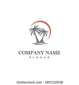 Palm tree summer logo template vector illustration