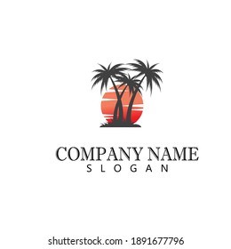 Palm tree summer logo template vector illustration