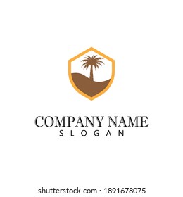 Palm tree summer logo template vector illustration