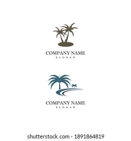 Palm tree summer logo template vector illustration